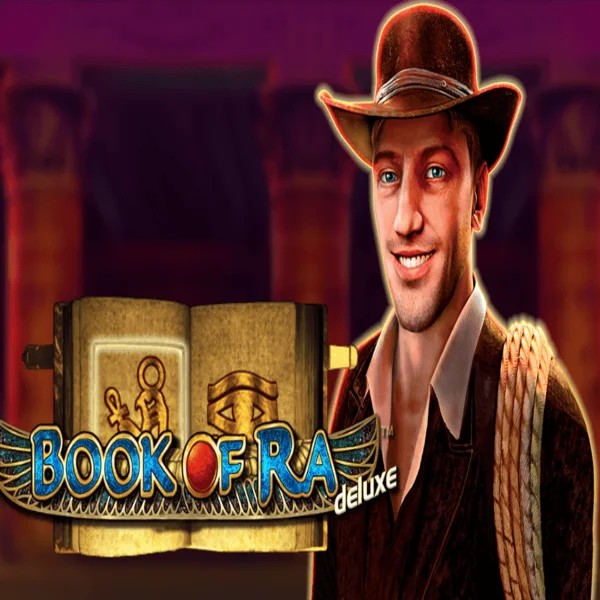 Slots logo of Book of Ra Deluxe from Novomatic at SpinoGambino Casino